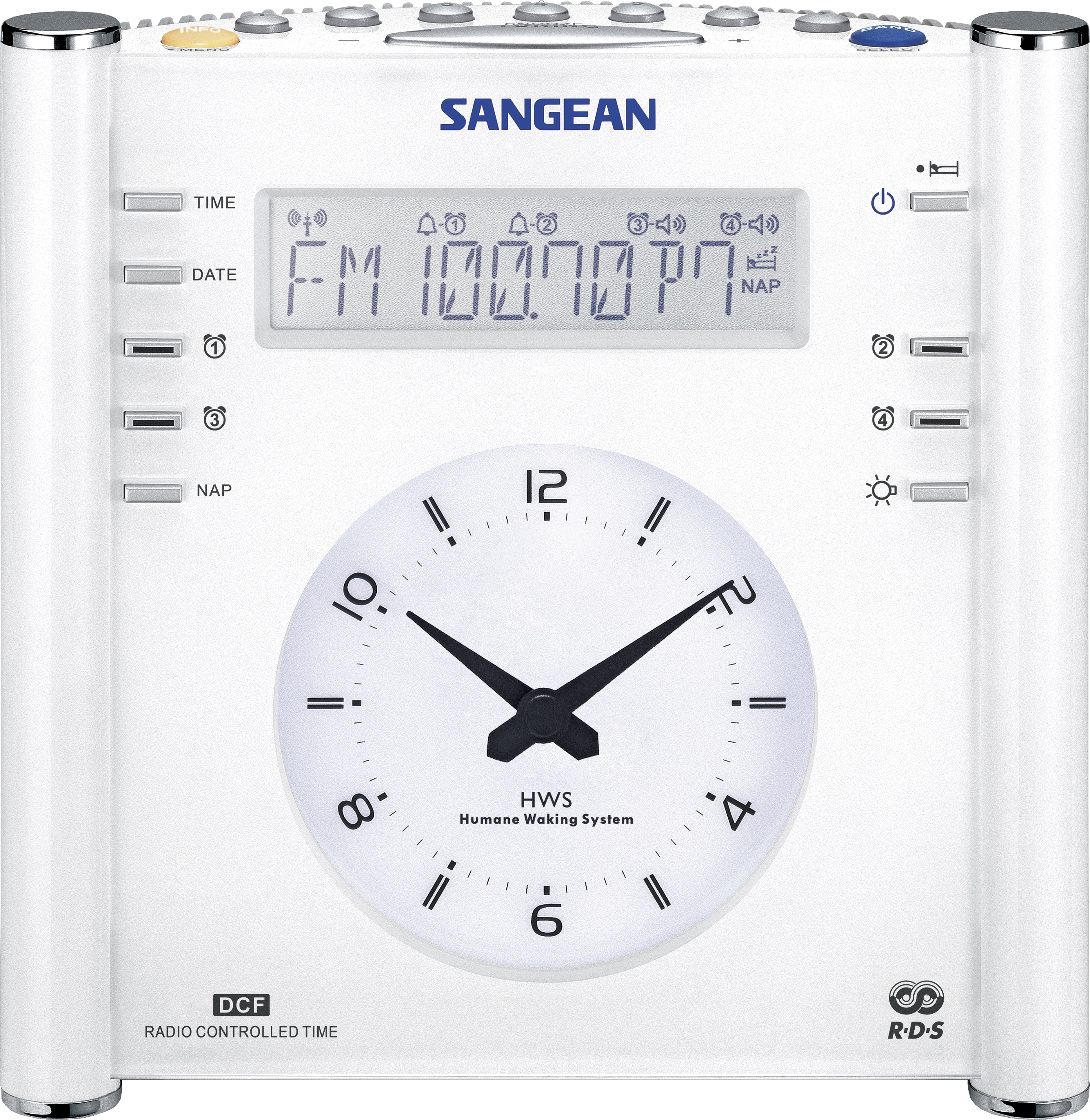 Image of FM Wekkerradio Sangean RCR-3 AUX, Middengolf, FM Wit