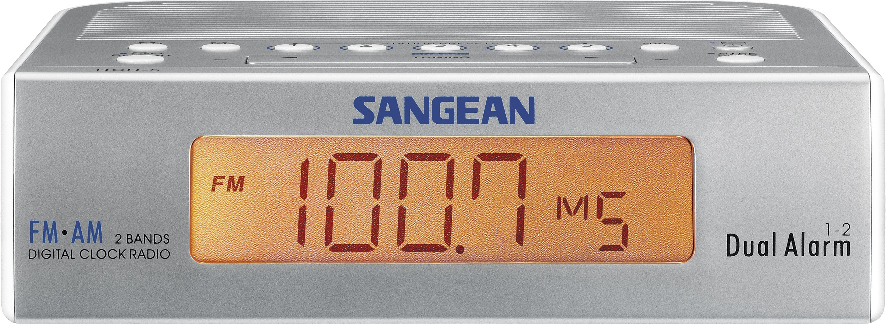 Image of FM Wekkerradio Sangean RCR-5 AUX, Middengolf, FM Zilver, Wit