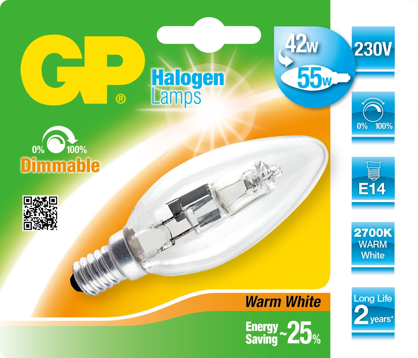 Image of GP Battery GP Lighting Halogen Candle 42W/230V E-14 warmwhit