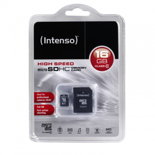 Image of Intenso 16 GB MicroSDHC-kaart 16 GB microSDHC-kaart Class 10 incl. SD-adapter