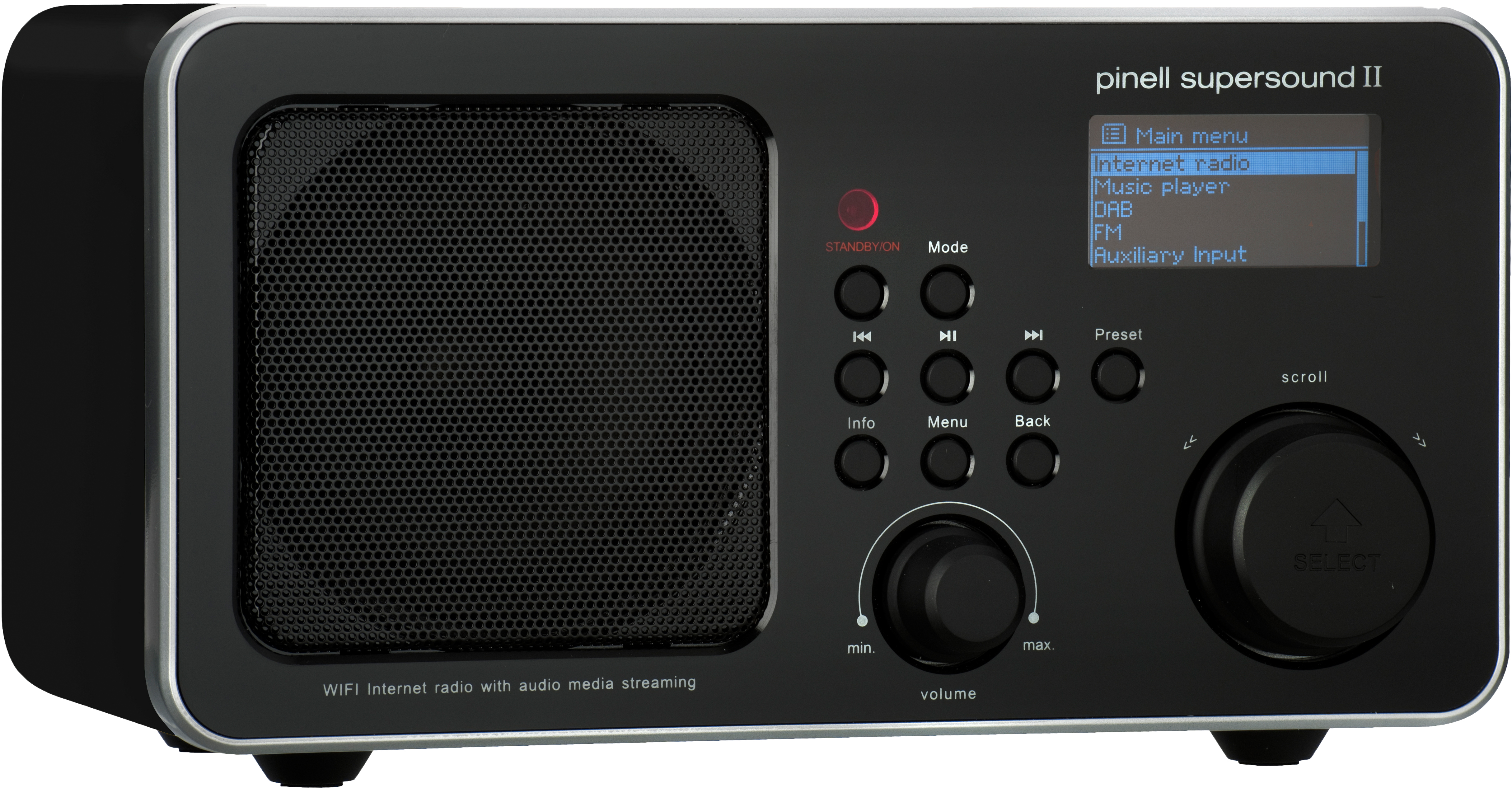 Image of Pinell Radio Supersound II+ FM, DAB+, WiFi (zwart)