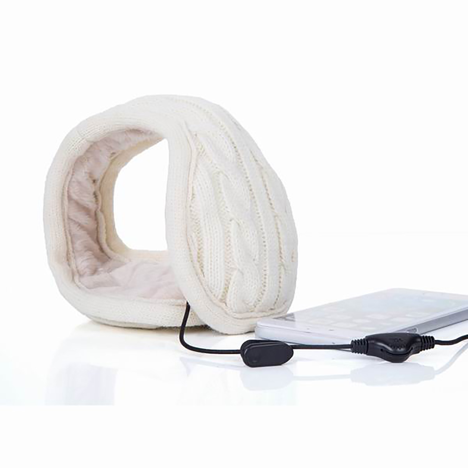 Image of Azuri Ear muffs met 3.5 mm jack en kabel - beige
