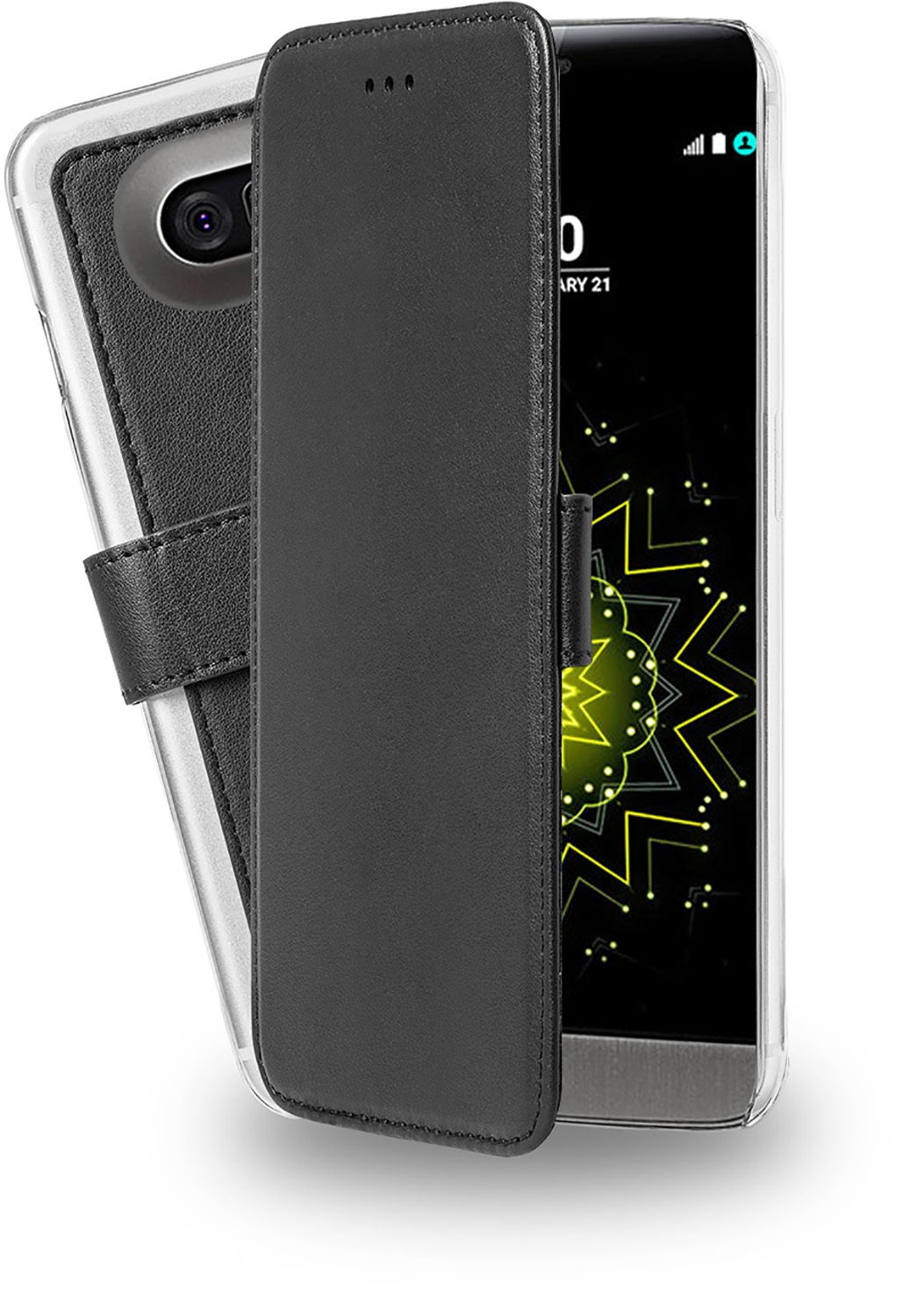 Image of Azuri wallet case met transparant backcover en cardslots voor LG G5 zwart