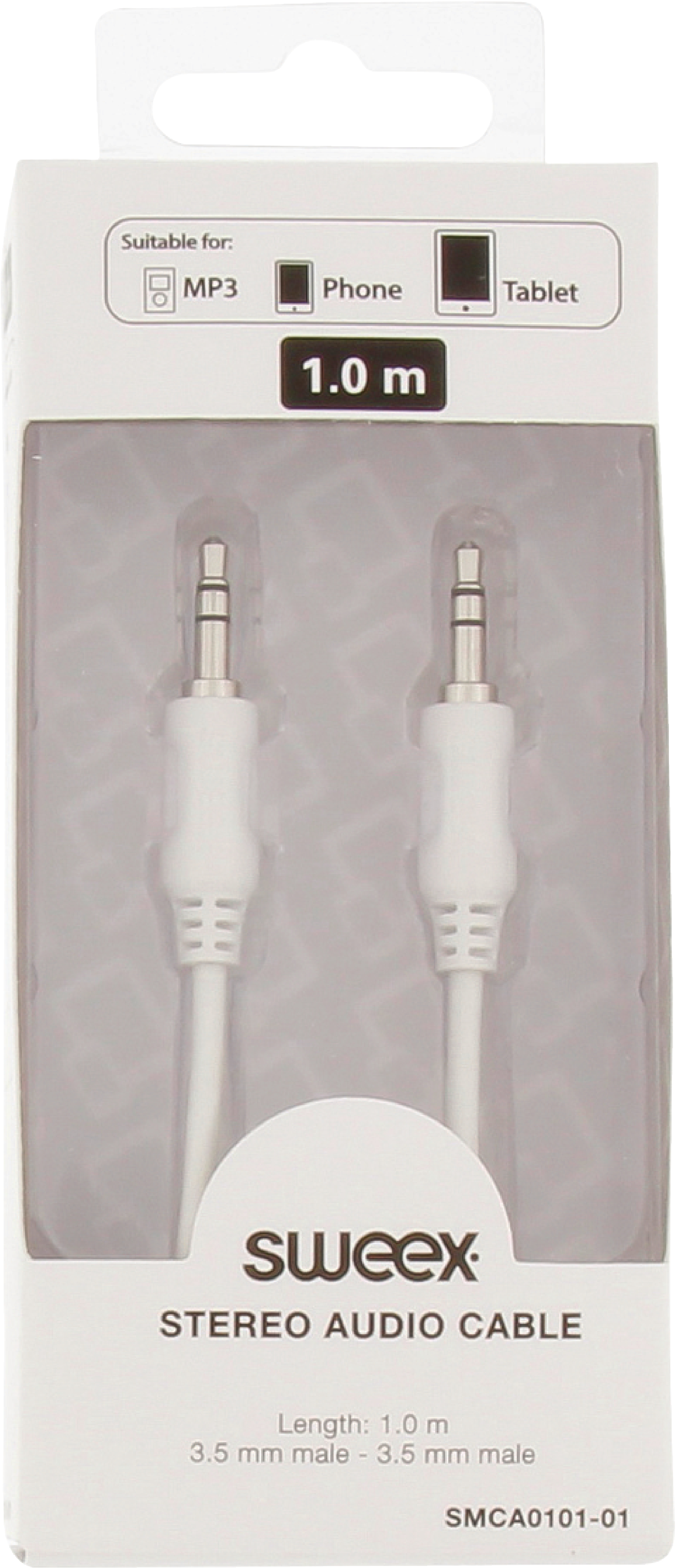 Image of Stereo audio kabel 3.5 mm male - male 1.00 m wit - Sweex