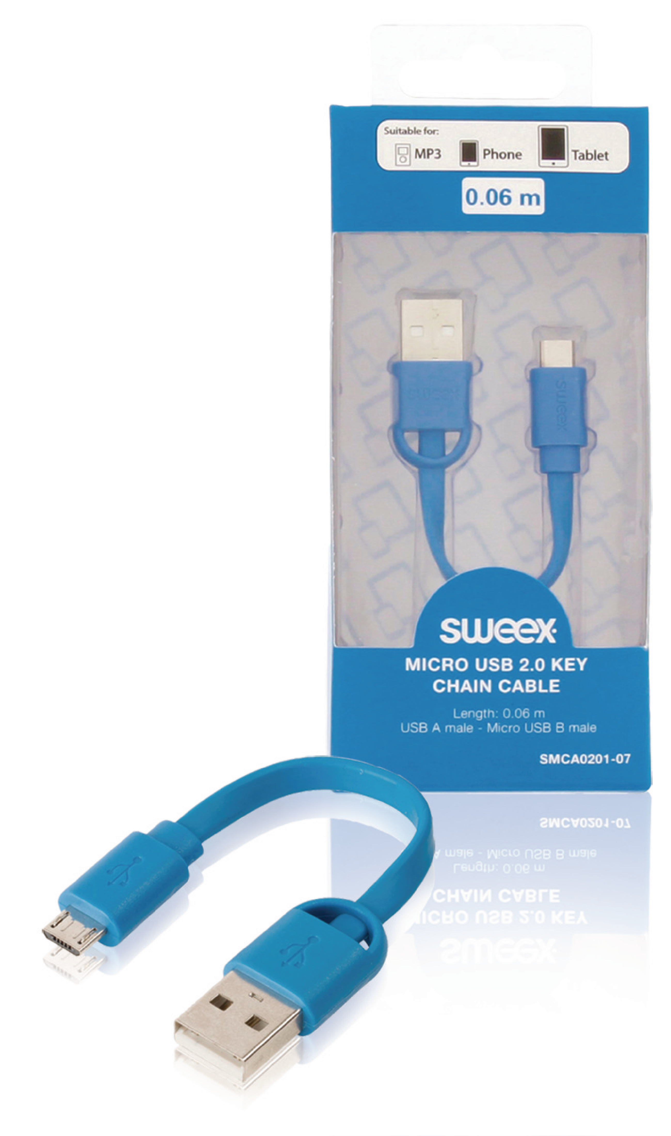 Image of Micro USB 2.0 key chain cable USB A male - Micro USB B male 0.10 m blu