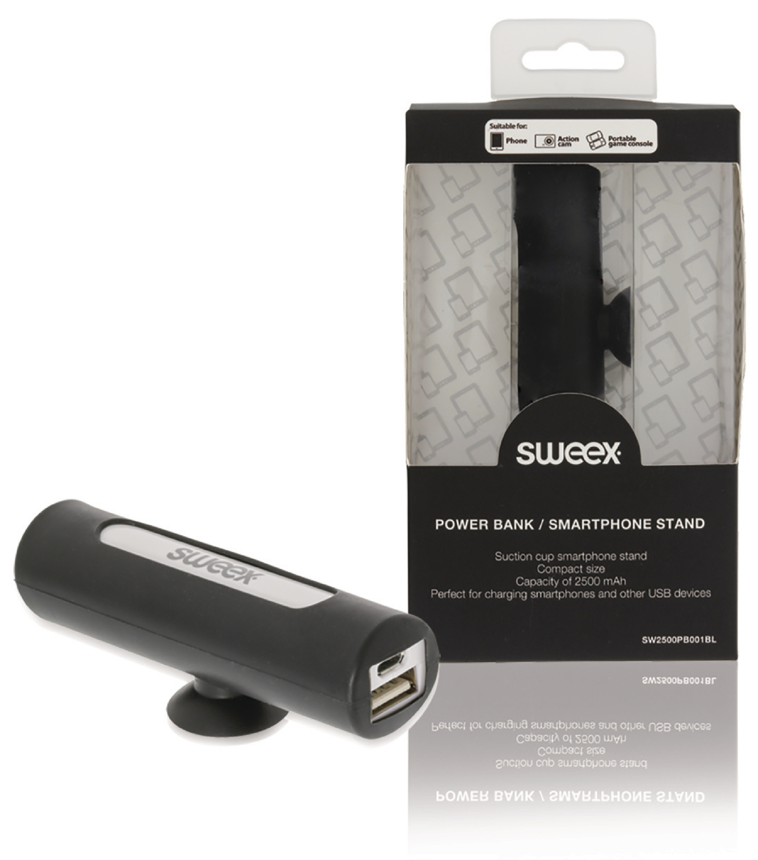 Image of Portable Power Bank 2500 mAh USB Zwart - Sweex