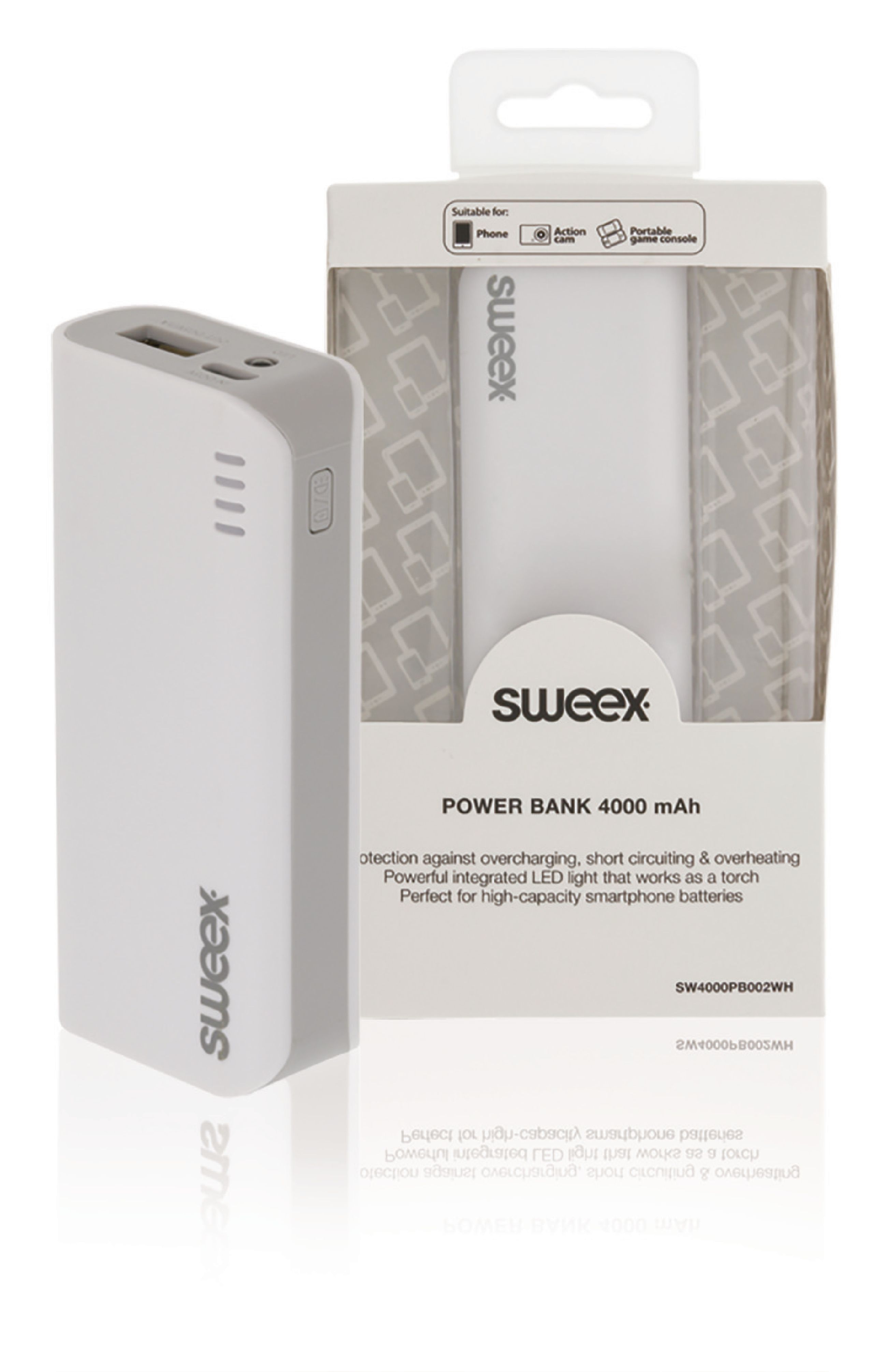 Image of Portable Power Bank 4000 mAh USB Wit - Sweex